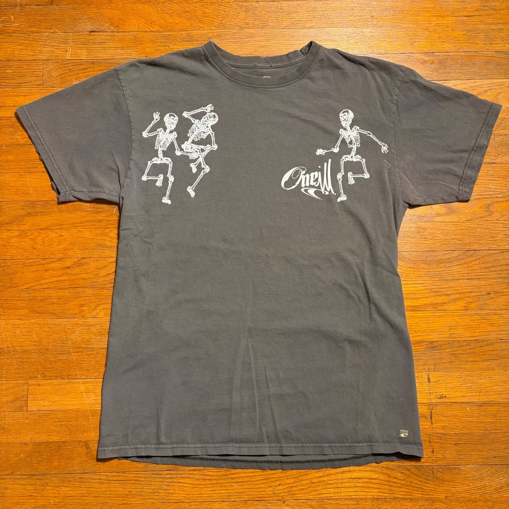 Oneil Dancing Skeleton Graphic T-Shirt Short Sleeve Size L Y2K